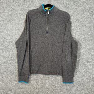 Robert Graham Sweater Mens XL Gray 1/4 Zip Knit Pullover Long Sleeve Casual
